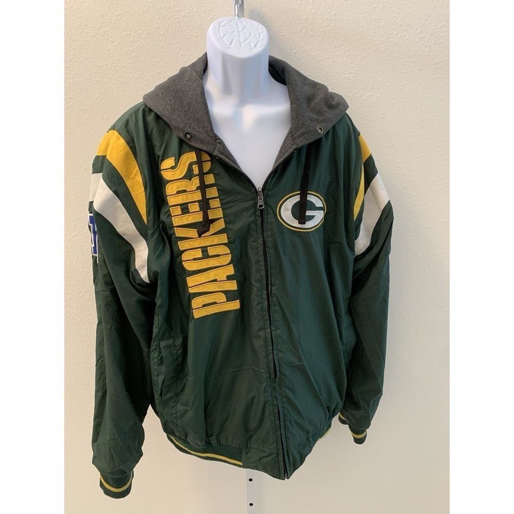 VTG Nike Green Bay Packers Varsity Jacket Men's Large NFL Reversible Size XL - Picture 1 of 13